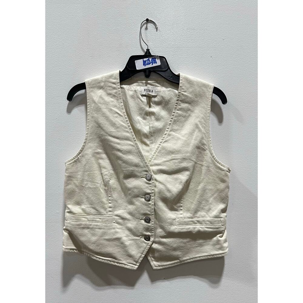 Pistola Women Ivory Button-Front Vest